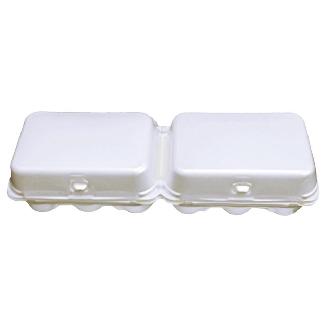 White Split 6-Egg Blank Styrofoam Carton 50 12-egg/100 6-egg