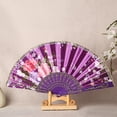 thumbnail image 4 of YAOMOBB Exquisite Craftsmanship Fan Chinese Style Folding Fan Hot Stamping Silk Fabric Handheld Fan with Gold Edge Flower Patterns for Wedding Dancing, 4 of 7