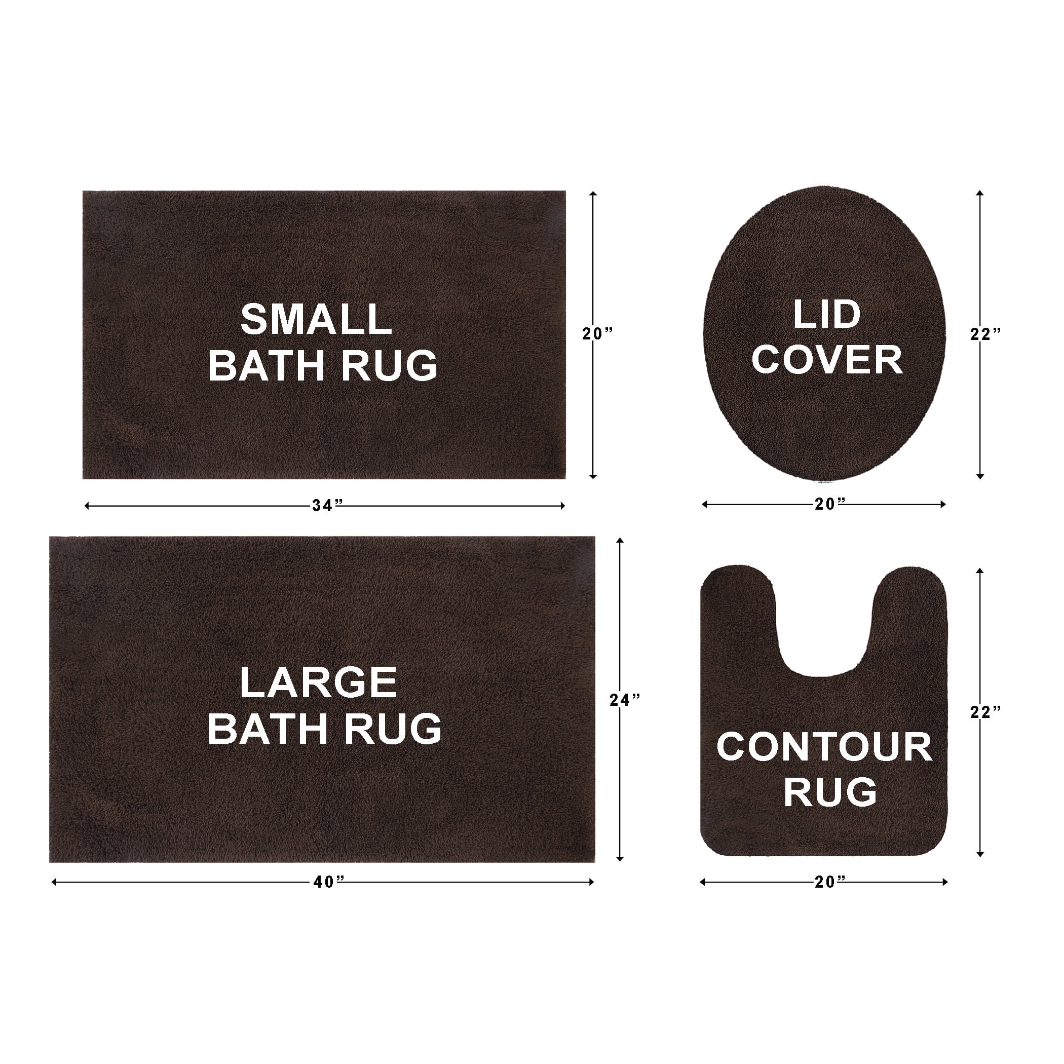 Mainstays Performance Recycled Polyester 3 Piece Bath Rug Set, Brown Basket
