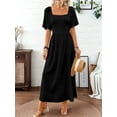 thumbnail image 6 of Womens Bohemian Square Neck Elegant Flared Ruffle Sleeve Maxi Dress Concert Beach Vacation Gown Black S, 6 of 7