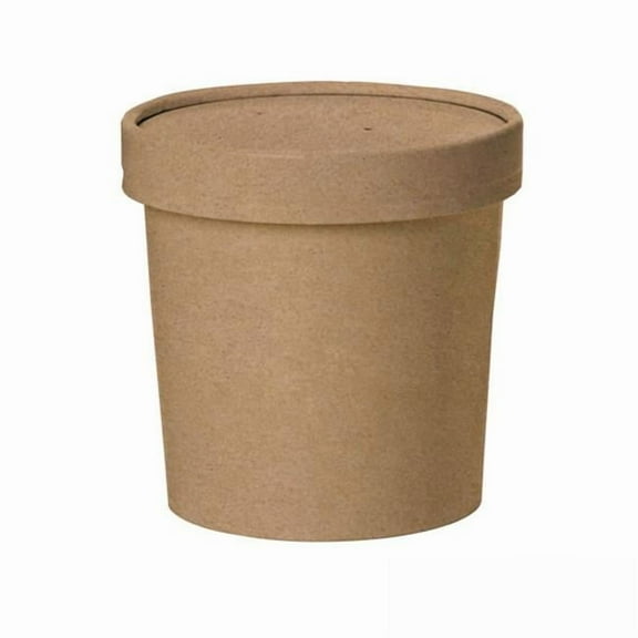 Packnwood 210SOUPCOK16 16 oz Brown Kraft Soup Cup with Lid - 3.8 Dia. x 4 in.