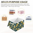 thumbnail image 6 of Yayeee Collapsible Cube Storage Bin with Lid Fabric Closet Decorative Basket with Handles, Blue Lemons, 6 of 7