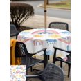 thumbnail image 5 of Outdoor Tablecloth with Umbrella Hole for Patio/Picnic/Party/Camping, Cute Rainbow Sun Waterproof Table Cloth Square Cover Washable, Rainy Simple Drawing (60"x 60"), 5 of 8