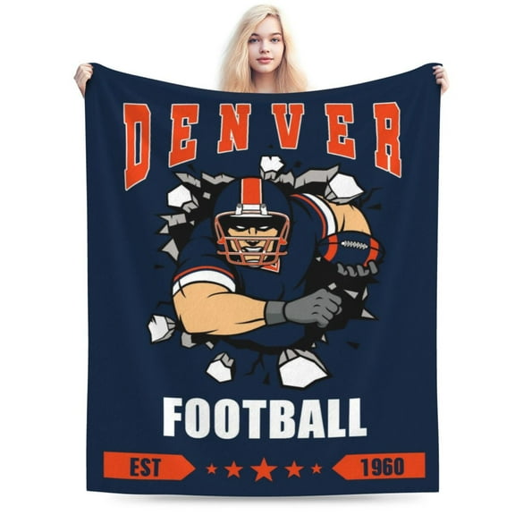 Denver Football Throw Blanket, Soft Lightweight Plush Warm Blankets For Men And Women, Sports Fan Gifts Bed Tapestry For Sofa, Travel 50"X40"