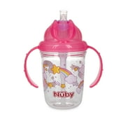 Nuby FlipNSip Silicone Straw Cup with Handles, Pink