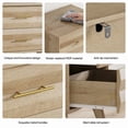 thumbnail image 4 of 1-Pcs Accent Wooden Nightstand with Gold Metal Handles, Bedside Storage Table Small Cabinet with 2 Drawers, 4 of 8
