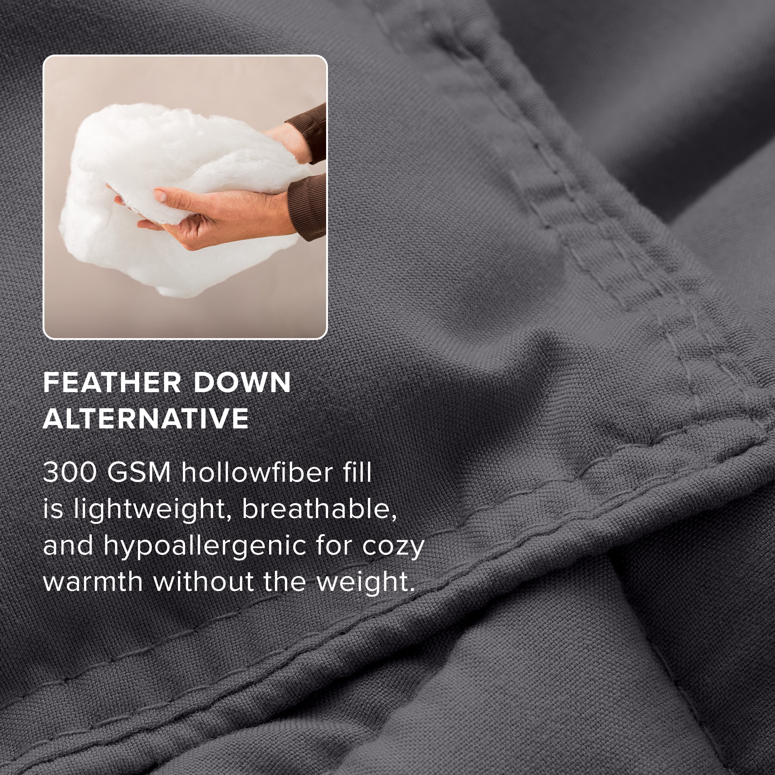 Bare Home Down Alternative Comforter Set - 3-Pieces - All Seasons - King, Forged Iron Gray