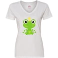 thumbnail image 3 of Inktastic Frog Prince, Green Frog, Frog With A Crown Women's V-Neck T-Shirt, 3 of 5