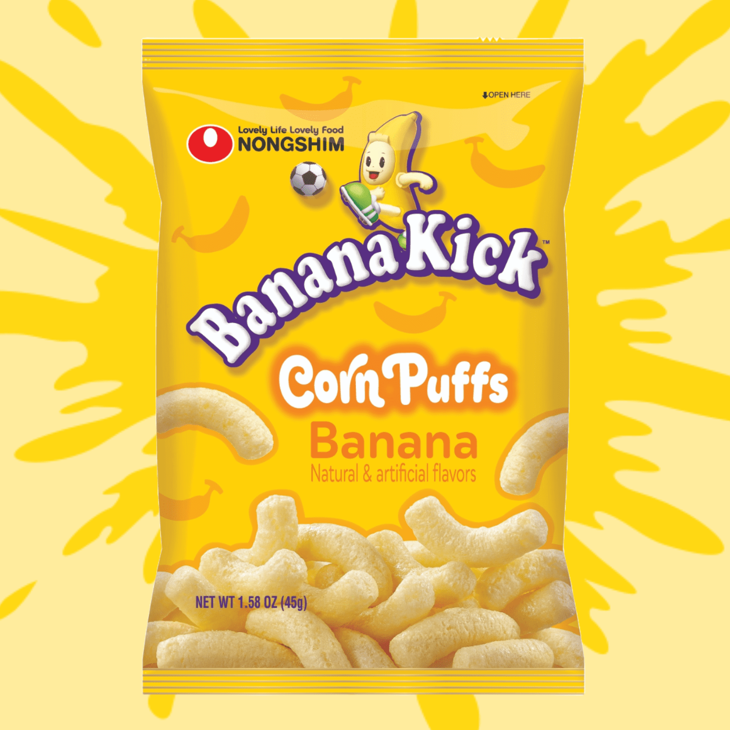 Nongshim Corn Puffs Banana Snack, 1.6 Ounces