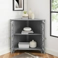 thumbnail image 3 of Walker Edison Transitional Fretwork Doors Corner Accent Cabinet, Grey, 3 of 9