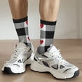 thumbnail image 6 of Vsdgher Heart Black Buffalo Plaid Gingham Crew Socks for Men & Women, Breathable Casual Athletic Ankle Socks, 6 of 6