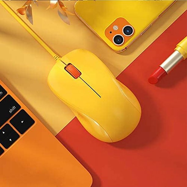 MAÍZ USB silencioso con cable ratón de ordenador con fácil clic para oficina y hogar, 1200DPI, premium y portátil, compatible con PC con Windows, portátil, escritorio, portátil (rosa) amarillo