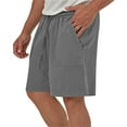 thumbnail image 4 of COSFO Men Shorts Casual Relaxed Fit Gray Elastic Waist Cotton Linen Outdoor Bermuda Shorts, 4 of 7