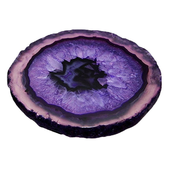 Ludlz Agate Beverage Coasters - Coffee Bar natural stone coasters, unique crystal-like coasters, heat-resistant, anti-slip and absorbent (purple, round)
