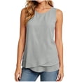 thumbnail image 2 of Noric Women's Cotton Linen Sleeveless Crew Neck Tank Tops Casual Summer Loose Fit Layered Hem Pullover Tops, 2 of 6