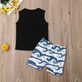 thumbnail image 2 of EYIIYE Baby Summer Sleeveless Letter Print Vest+Wave Print Shorts, 2 of 6