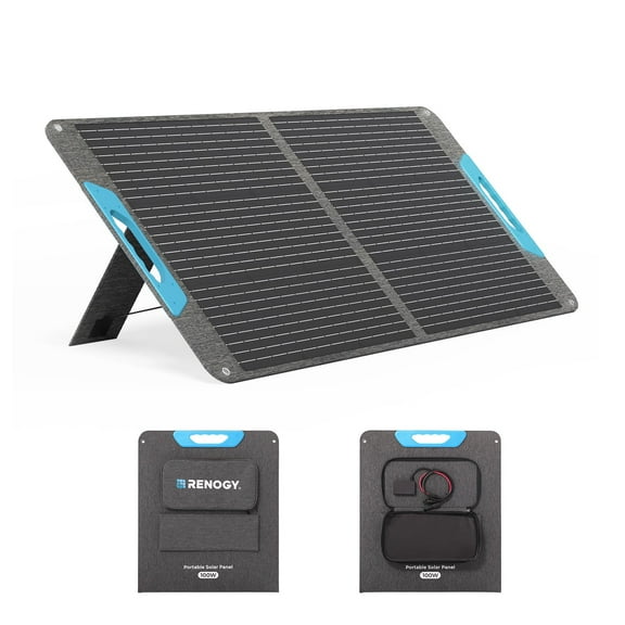 Renogy 100W Portable Solar Panel with Adjustable Kickstands, IP65 Waterproof, Foldable Solar Panel for Power Station, RV, Camping, Off Grid