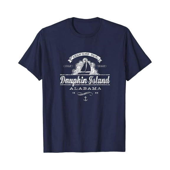 Simple Fit Dauphin Island Al Sailboat T-Shirt Vintage Nautical Tee All Size S-5XL