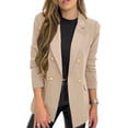 thumbnail image 1 of ORUYROP Women's Solid Color Casual Long Sleeve Lapel Button Blazer Jacket, 1 of 3