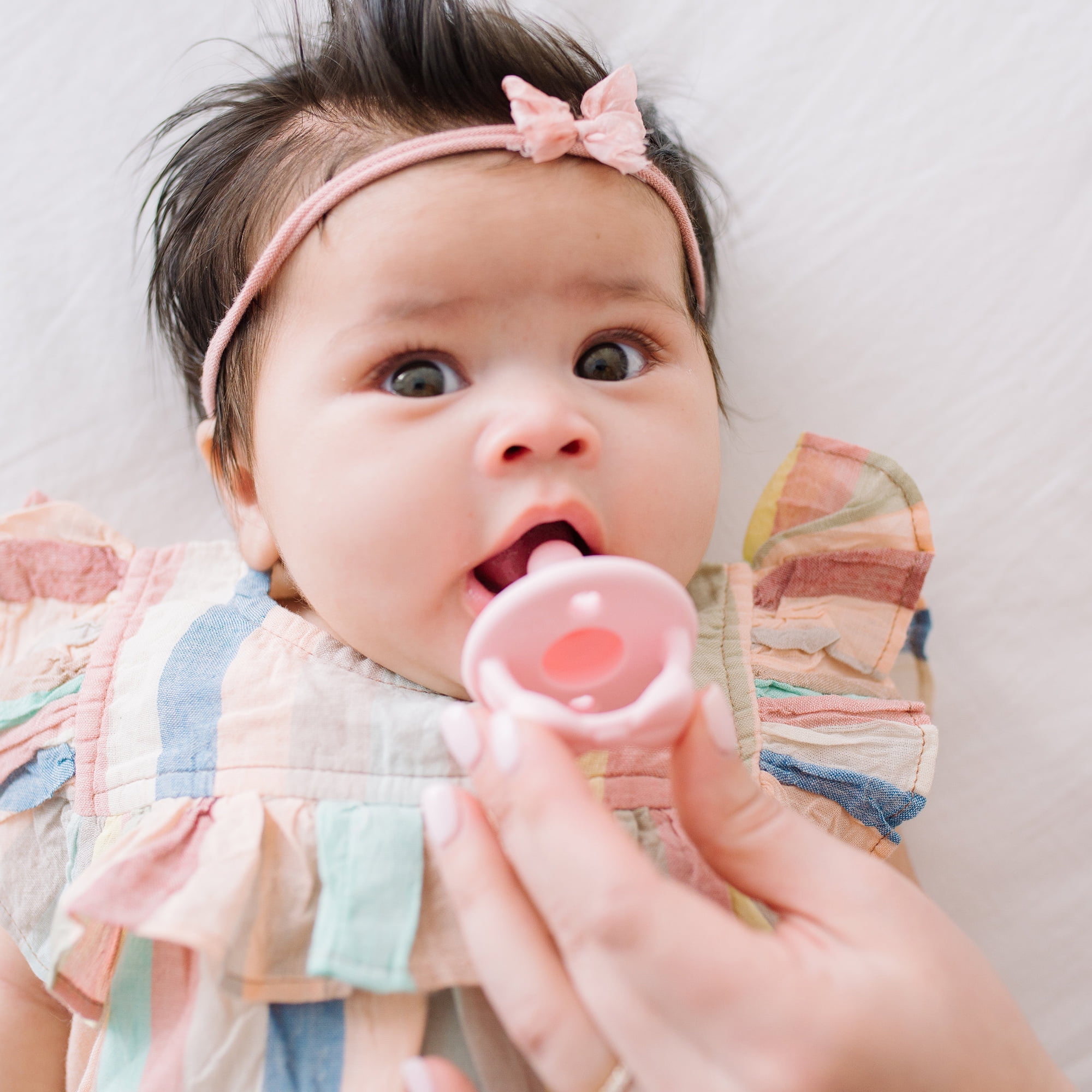 Itzy Ritzy Sweetie Soother Pacifier Set of 2 - Silicone with Collapsible Handle & Two Air Holes Pink