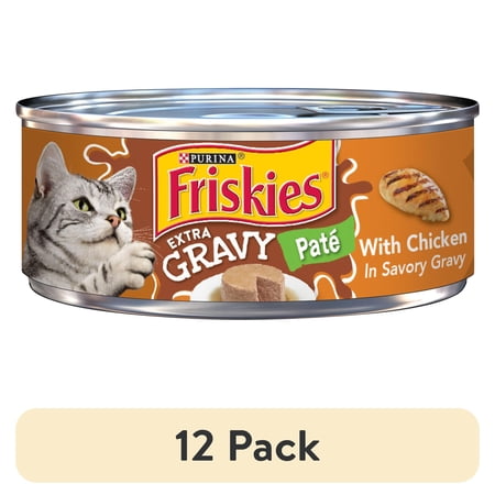 (12 pack) Purina Friskies Extra Gravy Pate With Chicken Wet Cat Food 5.5 oz Can