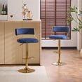 thumbnail image 5 of VINGLI Counter Height Bar Stools Set of 2, Modern Velvet Adjustable Swivel Barstools w/Hollow Backs, Metal Legs for Kitchen Island, Armless Hydraulic Kitchen Counter Bar Stool, Blue, 5 of 7