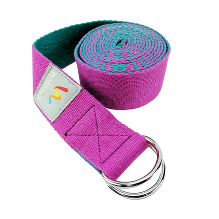 Wacces D-Ring Buckle Cotton Yoga Straps Bands - Best for Stretching - Rose, Turquoise - 8