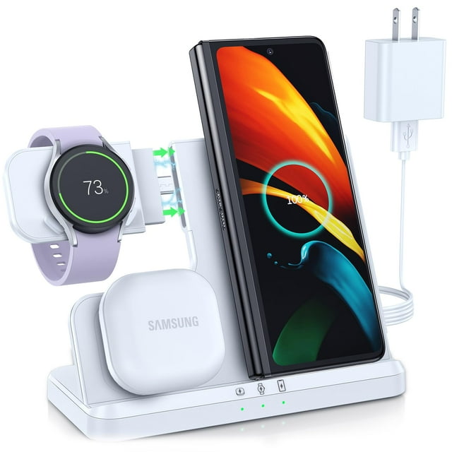 Estación de carga inalámbrica LK para Samsung 3 en 1 blanca