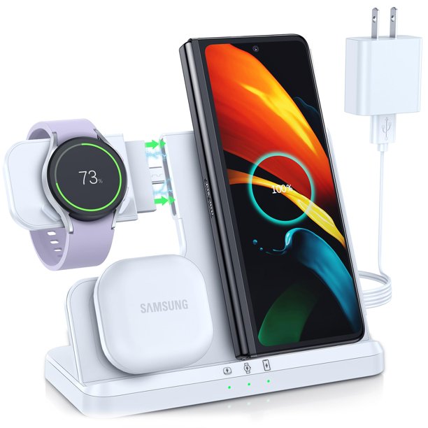 Estación de carga inalámbrica LK para Samsung 3 en 1 blanca