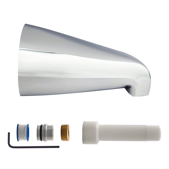 Westbrass 5-1/4" Wall Mount Tub Spout, Polished Chrome