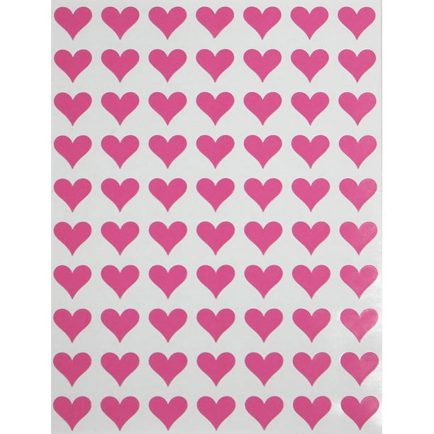 Pink Heart Stickers in 0.5 inch (13mm) 1/2 Heart Adhesive Labels for