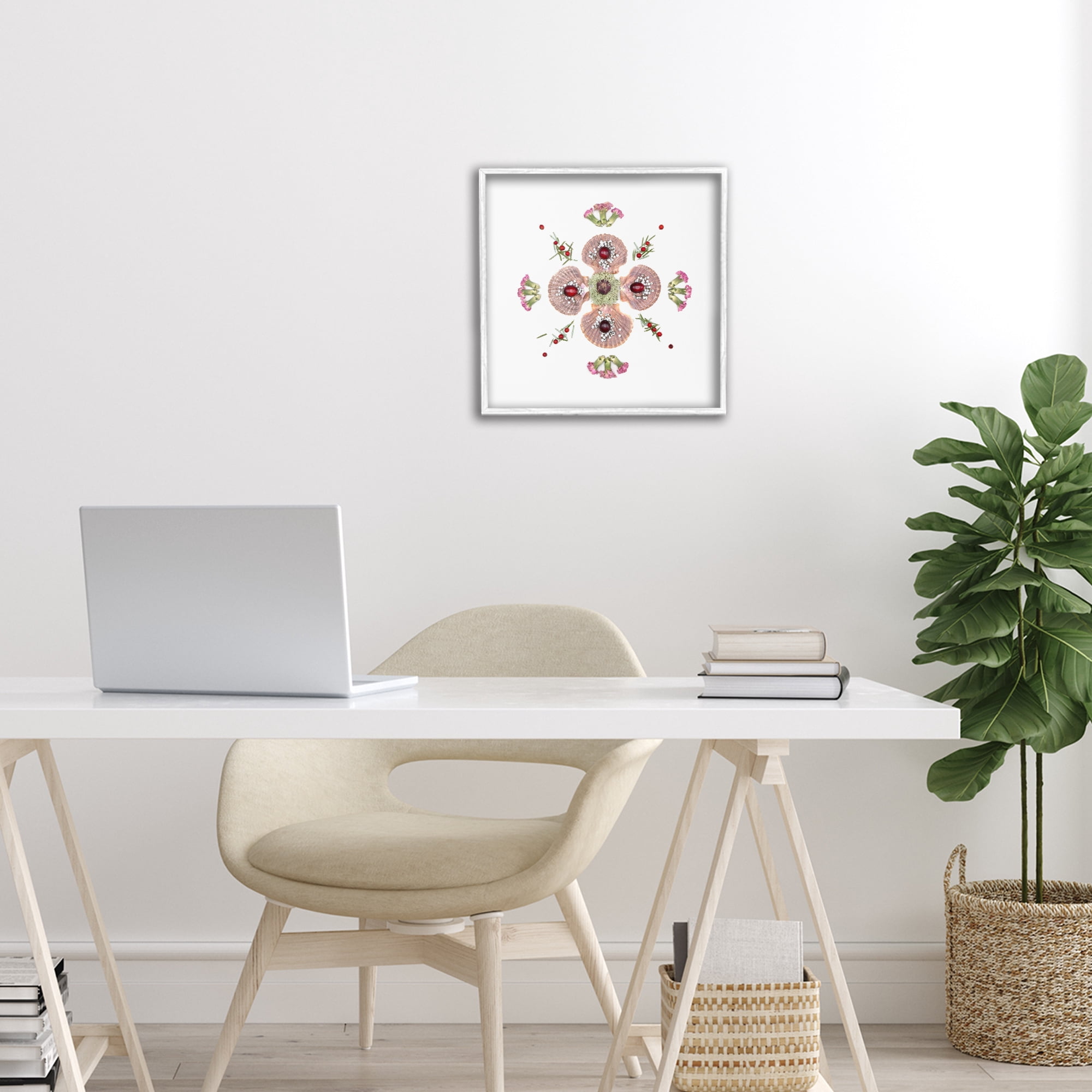 Stupell Industries Clam Shells & Botanicals Pattern White Framed Giclee Art, design by Beth Adoette