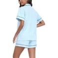 thumbnail image 6 of ANLIQI Womens 100% Cotton Pajamas Short Set Soft Short Sleeve Sleepwear Button Down Summer Pjs Set with Pockets(Light Blue, Small), 6 of 7