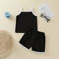 thumbnail image 6 of Fesfesfes Toddler Kids Baby Girls Summer Black Suspender Top Shorts Clothes Set, 6 of 9