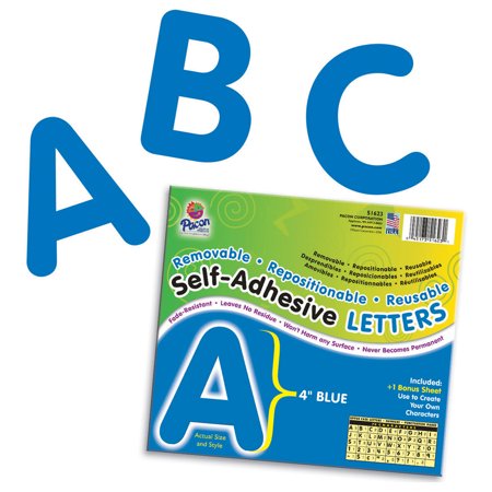 Pacon Self-Adhesive Letters, Blue, Puffy Font, 4", 78 Characters