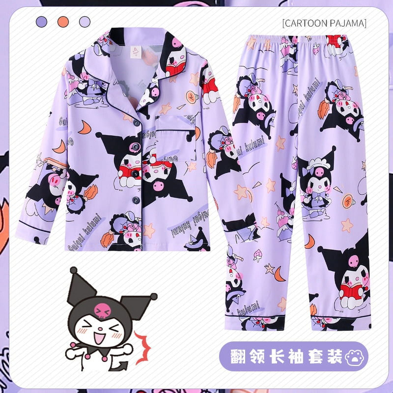 Miniso 2024 Kawaii Children Pajamas Set Anime Kuromi Cinnamoroll