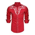 thumbnail image 1 of Daupanzees Men's Long Sleeve Embroidered Shirts Slim Fit Casual Button Down Shirt S-XXL, 1 of 5