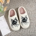 thumbnail image 2 of Fengactive Womens Plush Slippers Blue Eyed Cat Embroidery Decor Cozy Warm Indoor House Shoes, 2 of 9