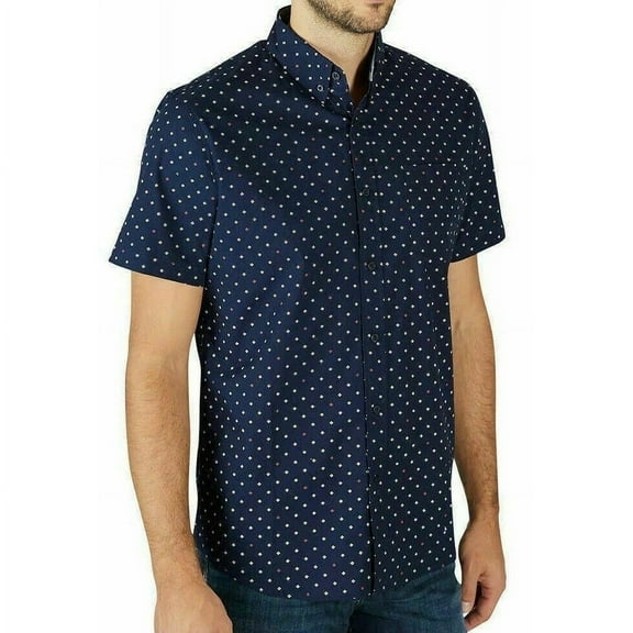 Lee Men's Short Sleeve Button Down Stretch Woven Shirt, NAVY, M New with box/tags