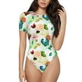 thumbnail image 2 of Goofa Floral Vintage Printed Women Rash Guard Short Sleeve,Tummy control Swimsuit Surfing Swimsuit Bathing Suit One Piece Swimsuit UPF 50-X-Large, 2 of 9