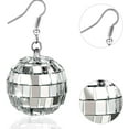thumbnail image 3 of Ball Earrings,Disco Earrings,Silver Mirror Ball Earrings,70s Earrings,60's Or 70's Disco Ball Earrings For Women's Costume Accessories,Halloween Earrings For Women Disco Outfit Accessories, 3 of 7