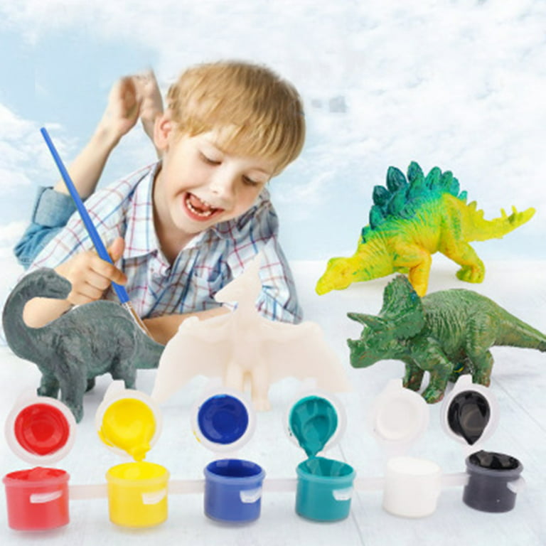 Kids Crafts Dinosaur Painting Kit by Coastline Craft (Ages 3+) Paint Your Own Dinosaur Toys Activity Kit w/ Kid-Safe Washable Paint, Brushes, T-Rex