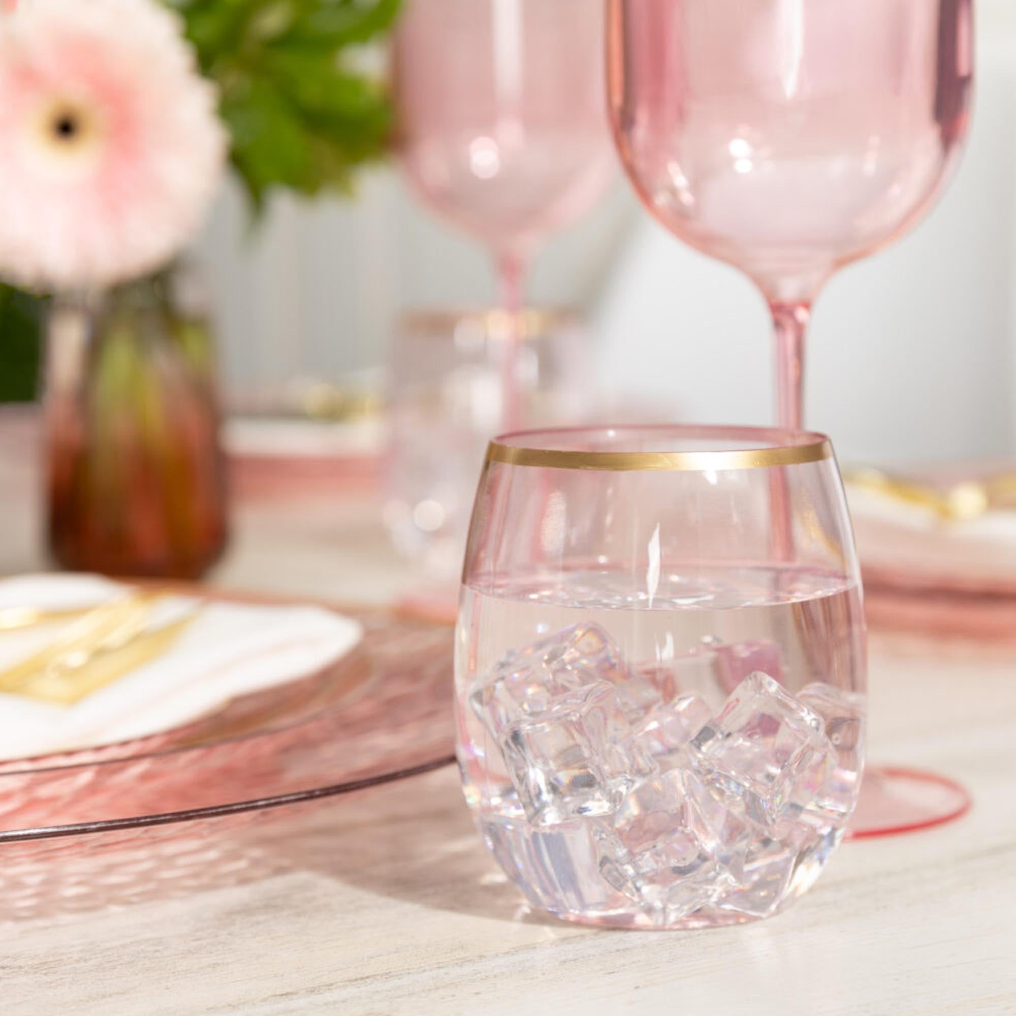 Shadow Monogram Stemless Wine Glass - Sprinkled With Pink