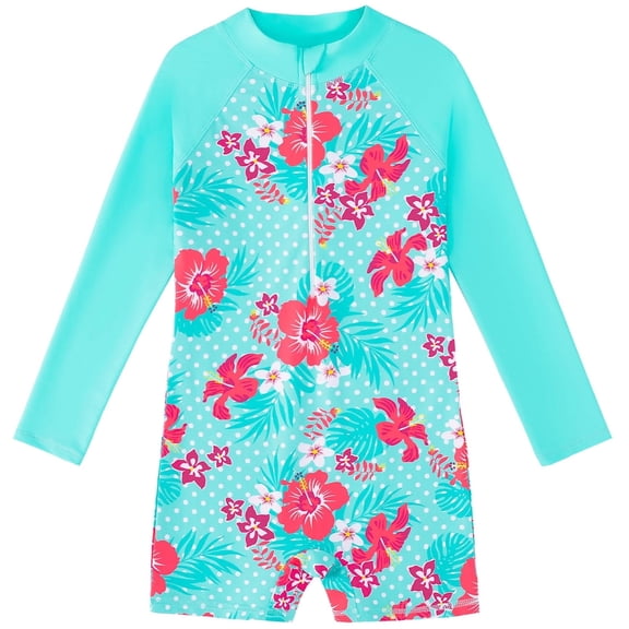 Venzia Girls Swimsuits Long Sleeve Printing Beach Swimwear Kids Bathing Suits Girls,Size 4 Years-5 Years