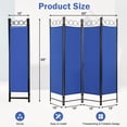 thumbnail image 4 of Room Dividers with 4 Panels Privacy Screen Folding Wall Dividers Room Partitions Dividers for Home Office, Blue, 4 of 7