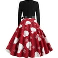 thumbnail image 4 of Holiday Party Dresses for Women Long Sleeve Crew Neck Dress Swing Dress Christmas Print Dresses Sexy Christmas Costume, 4 of 7