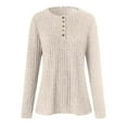thumbnail image 4 of felwors Women's Fall Long Sleeve Henley Shirts Button Down Ribbed Sweaters Casual Tunic Tops White, XXL, 4 of 6