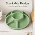 thumbnail image 6 of Unbreakable Divided Plates for Adults Portion Control Plates Set of 2 Green Round Plastic Dinner Plate 9 Inch for Camping Outdoor or Every Day Use, 6 of 7
