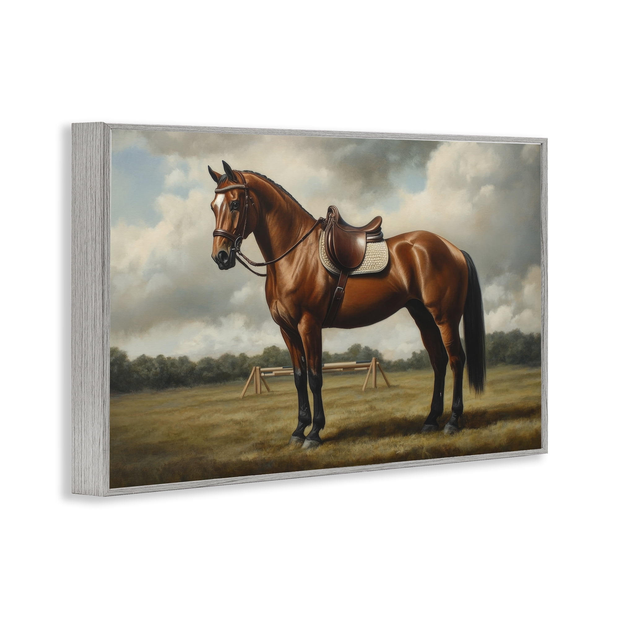 Stupell Industries Red Mare in Pastoral Landscape Gray Framed Giclee Art, design by Petal Prints Design