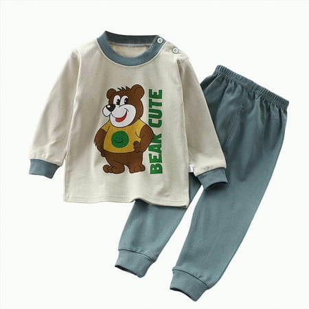 Futezty Toddler Boys Girls Clothes Fall Winter Outfit Sets Baby Boy Girl Outfits Long Sleeve Round Neck Stripe Elastic Waist 6M 1T 2T 3T 4T 5T 2-Pieces Set Pajama